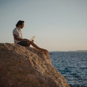 workationing from beach in portugal